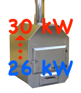 statt 26 kW Holzofen - ein 30 kW Holzofen